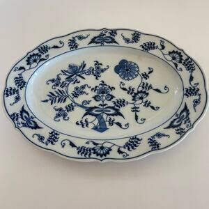 Blue Danube Oval Platter 14" Vintage Japan Blue Onion Porcelain Square Mark
